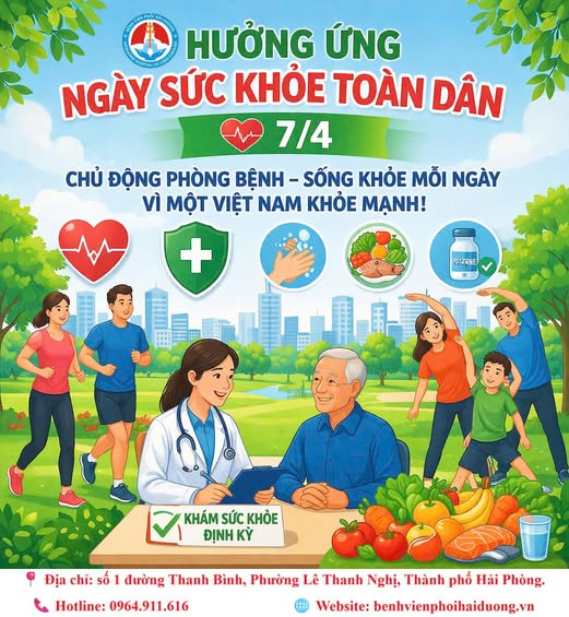 Hưởng ứng ngày sức khỏe toàn dân 07/4/2026 được phát động với chủ đề: “Chủ động phòng bệnh - Vì một Việt Nam khỏe mạnh”.
